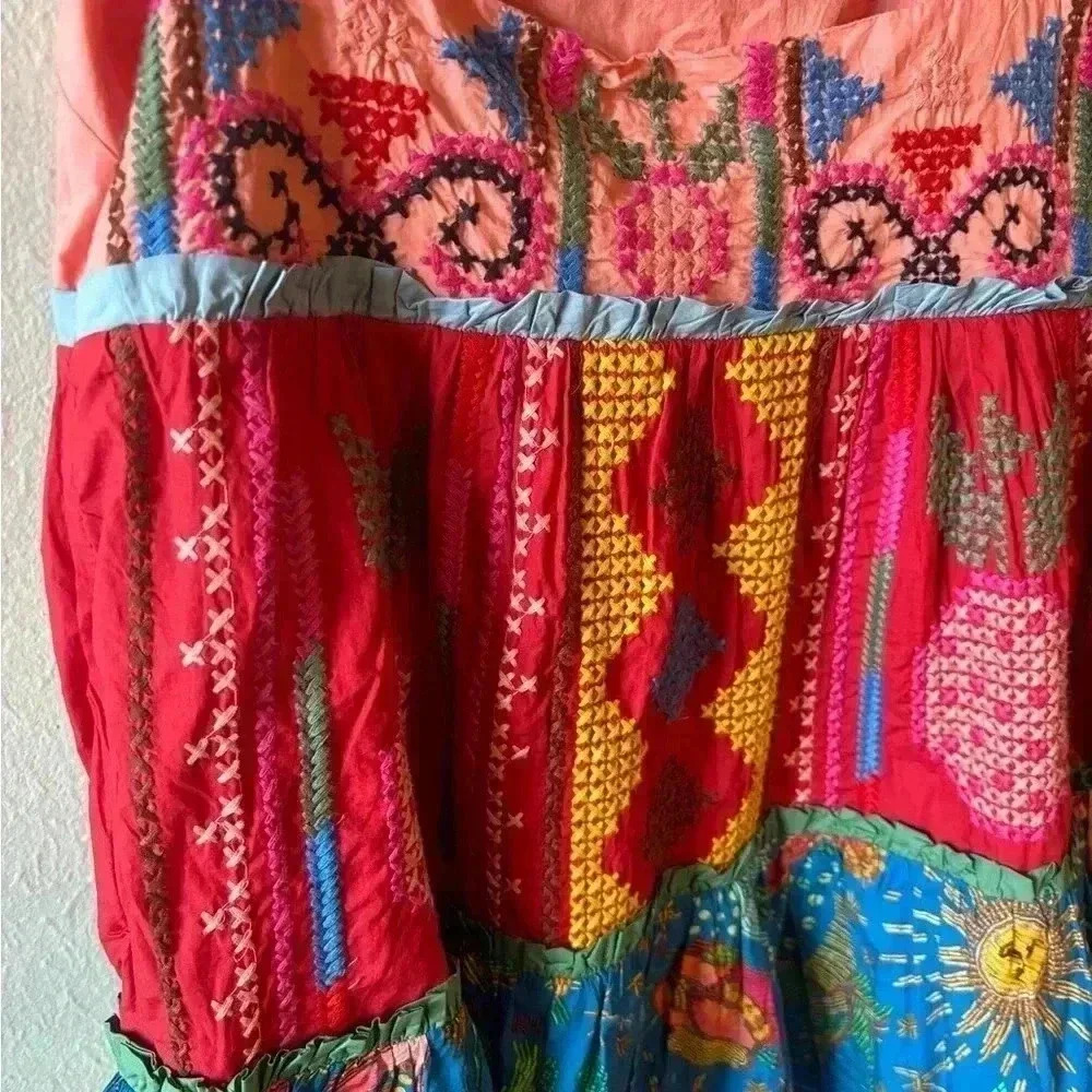 FARM Rio Multicolor Printed Mini Dress with Yellow Ruffled Straps - Picture 6 of 9